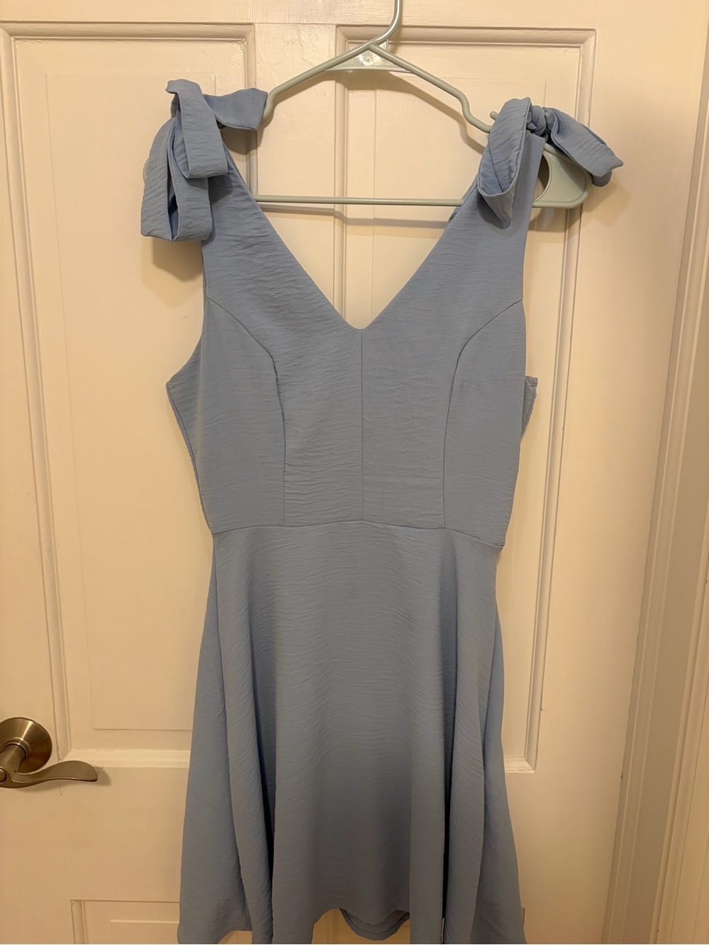 Altar'd State Powder Blue Tie-Shoulder V-Neck Mini Dress